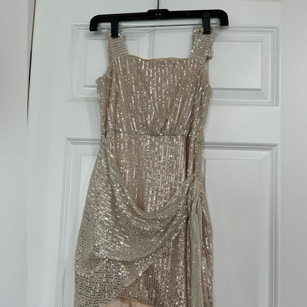 Gold sequined mini dress